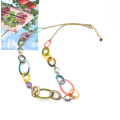 2021 colorful rainbow acrylic jewelry for party gift casual stainless steel gold filled snake chain necklace